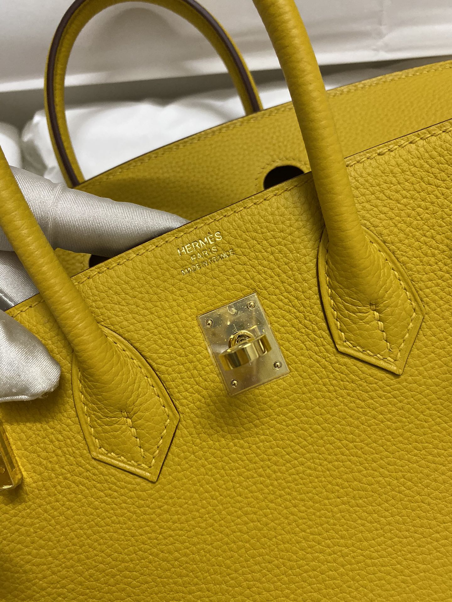 Hermes Birkin 25CM Togo Leather Handbag Yellow